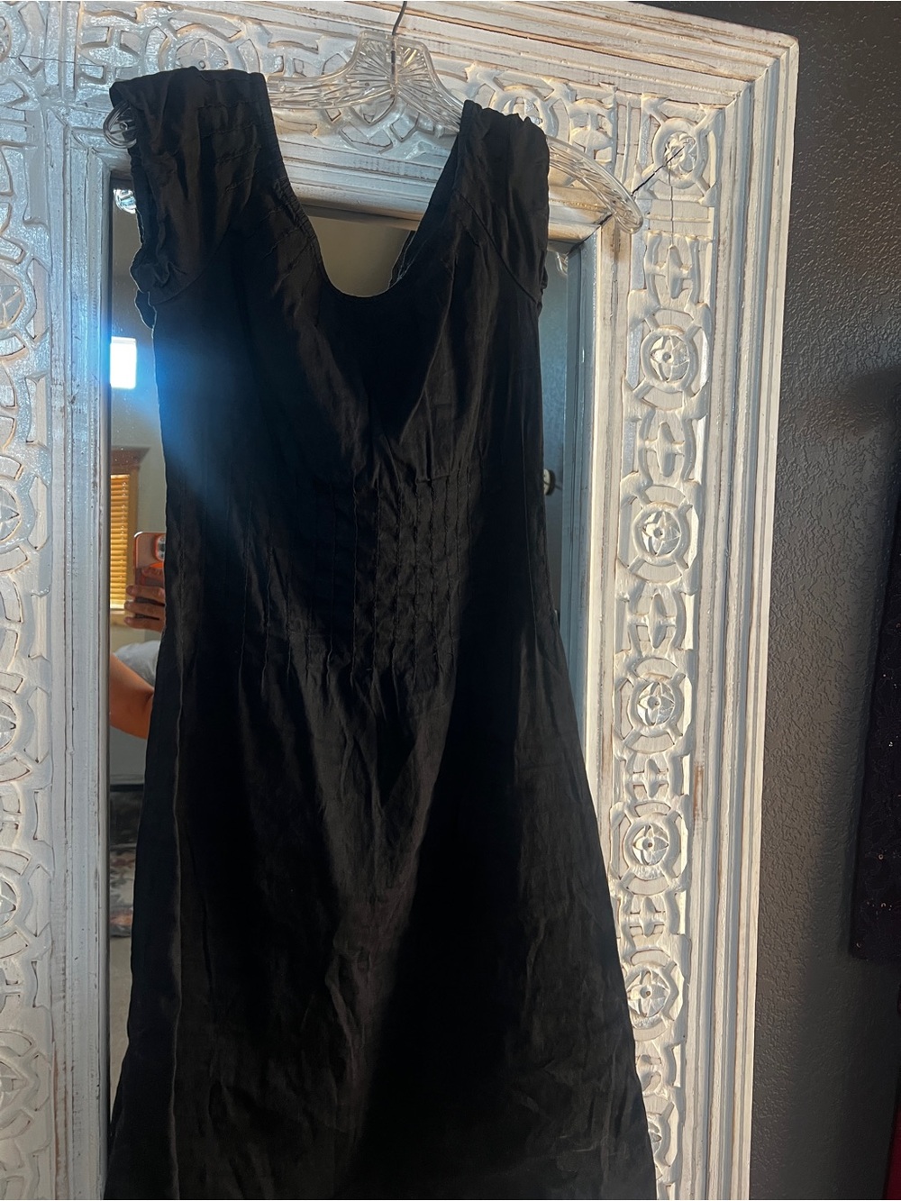 Theory Black Midi Dress with Pintuck Bodice